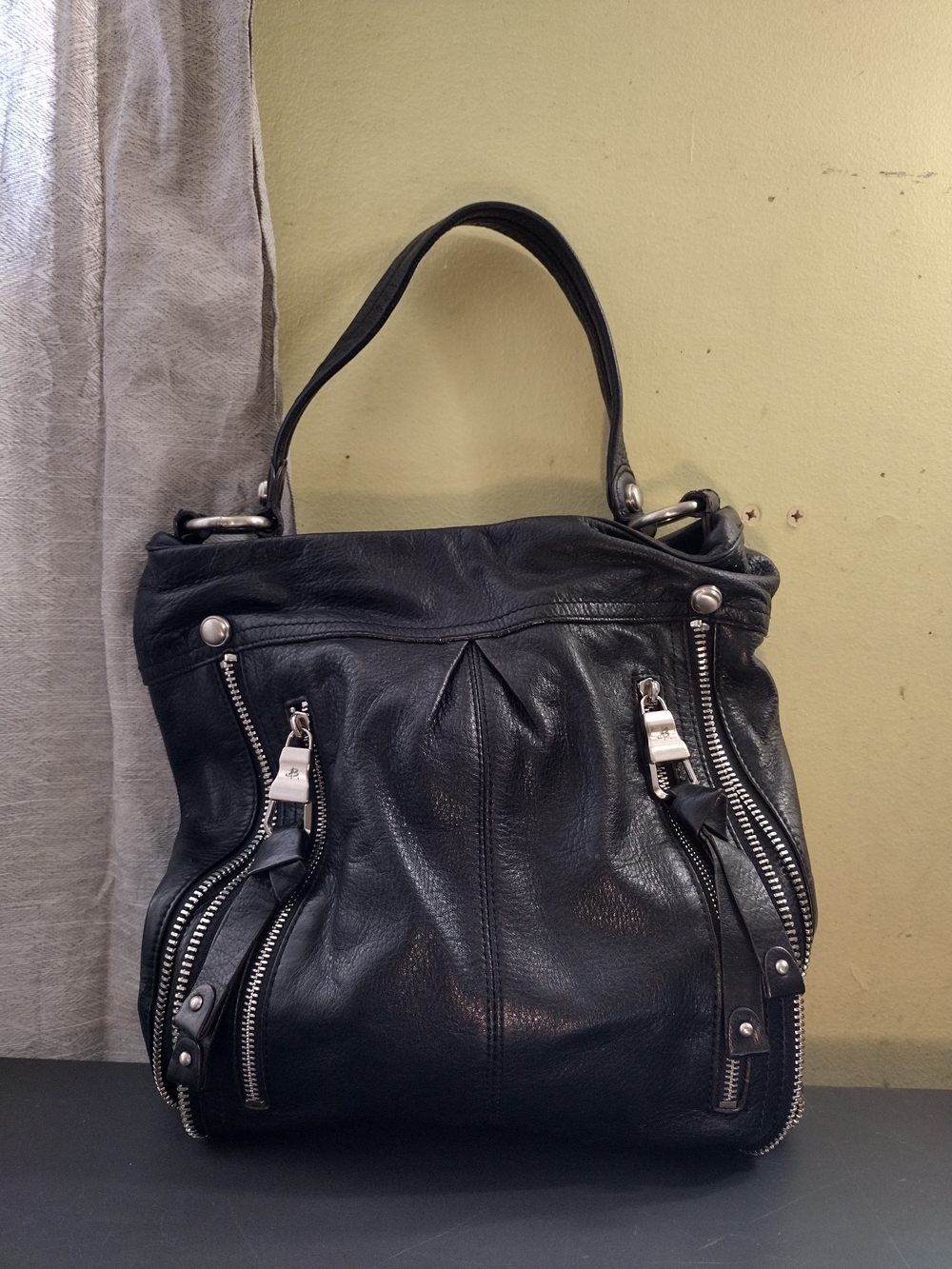 B. Makowsky Black Leather Bag